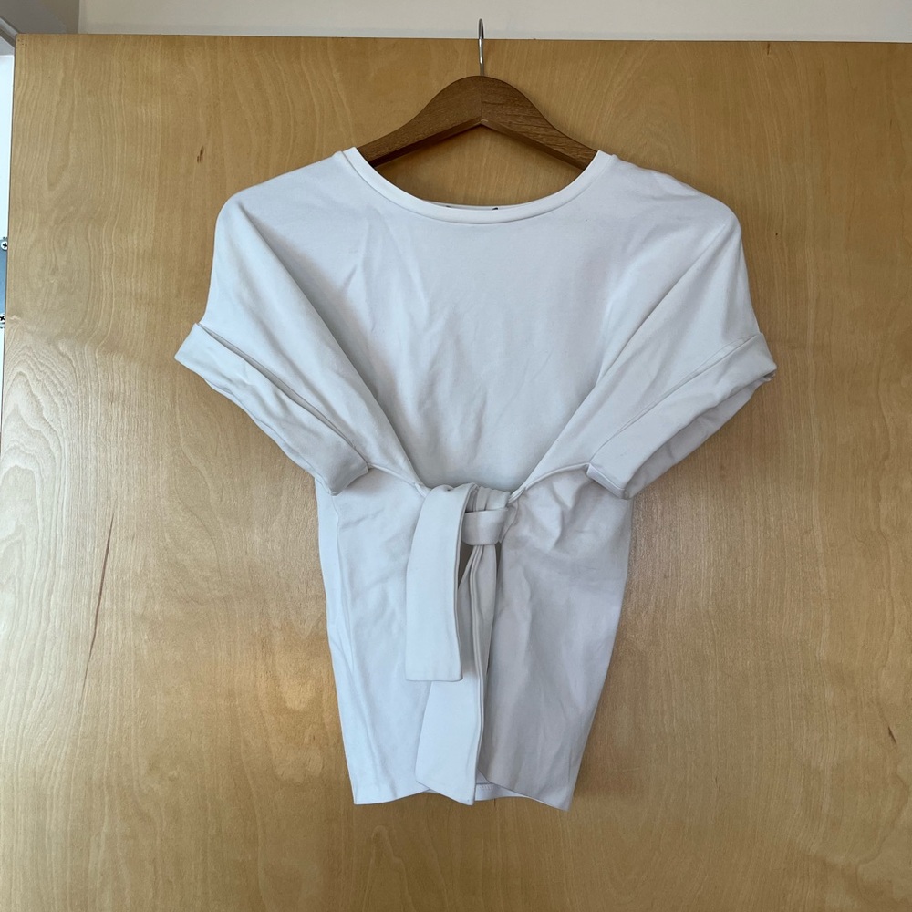 Super cute Express white front tie tshirt with cuffed sleeves
